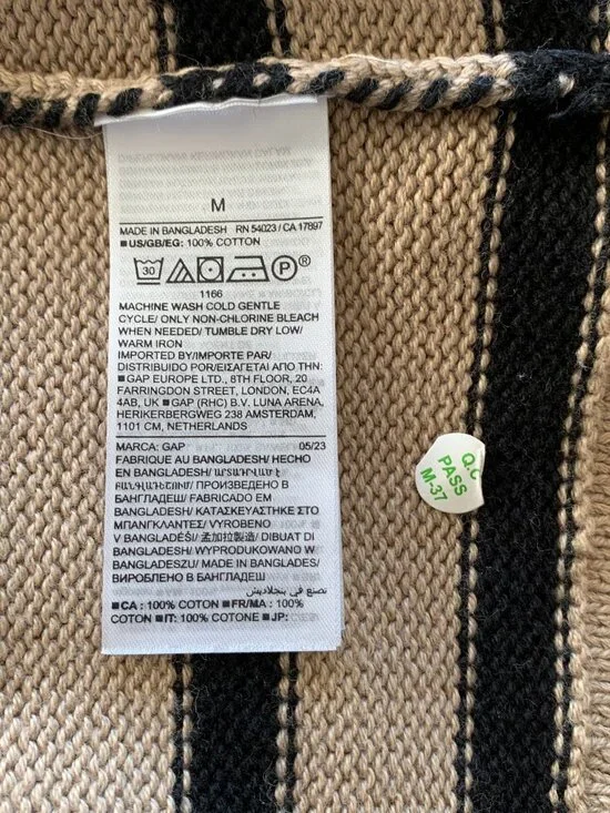 Gap Stripe Mini Sweater Dress – Camel Tan & Black – 100% Cotton – Size M – NWT - Picture 6 of 7